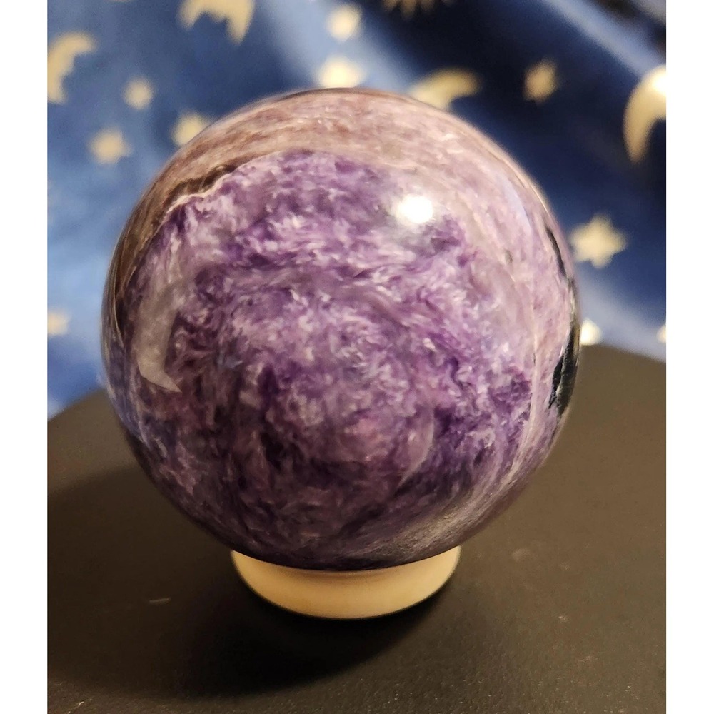Large Charoite Sphere, Lovely Chatoyancy, Rare Charoite, 2" Diameter